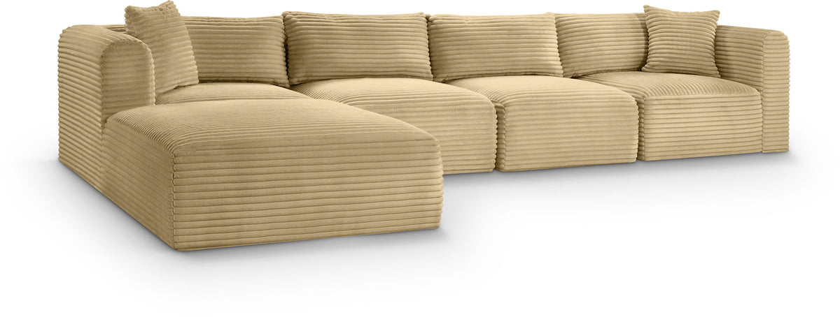 Shaggy Modular Sectional — 5-Piece Sectional With Ottoman — Camel
