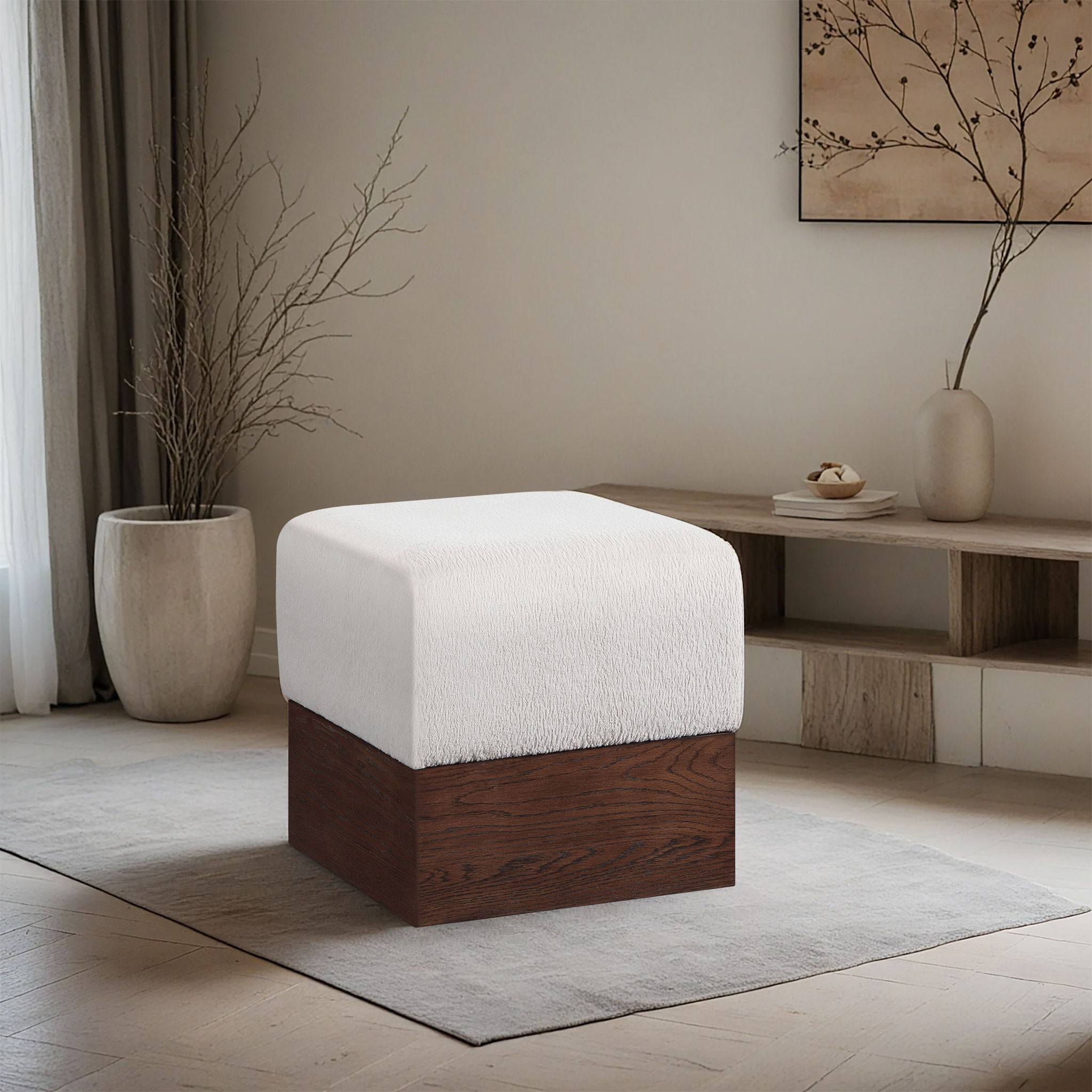 Havre - Ottoman / Stool With Brown Base