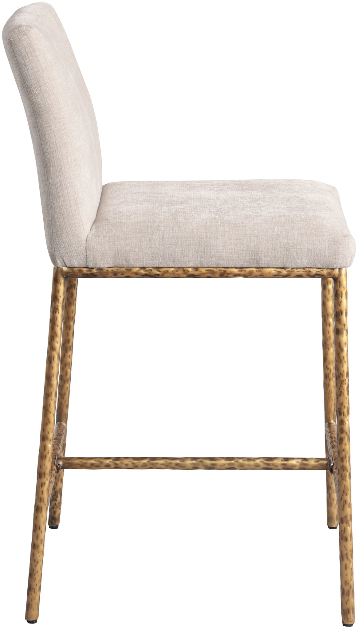 Reeves - Chenille Fabric Upholstered Counter Stool (Set of 2) with Gold Base