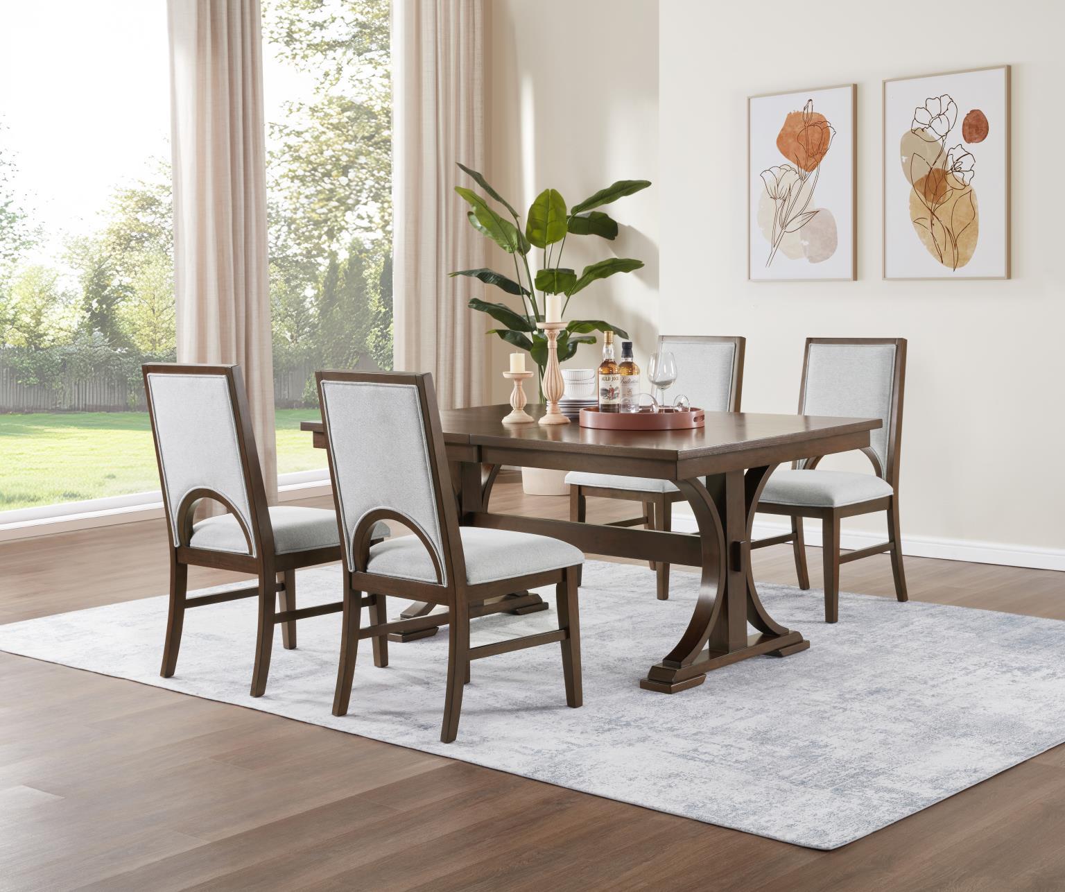 D122 Cherry / Light Gray Dining Upholstered Side Chair — 20 in. wide