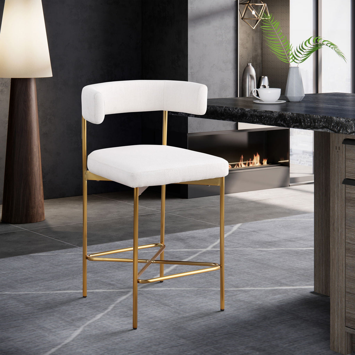 Rivage - Durable Stool (Set of 2) with Gold Frame