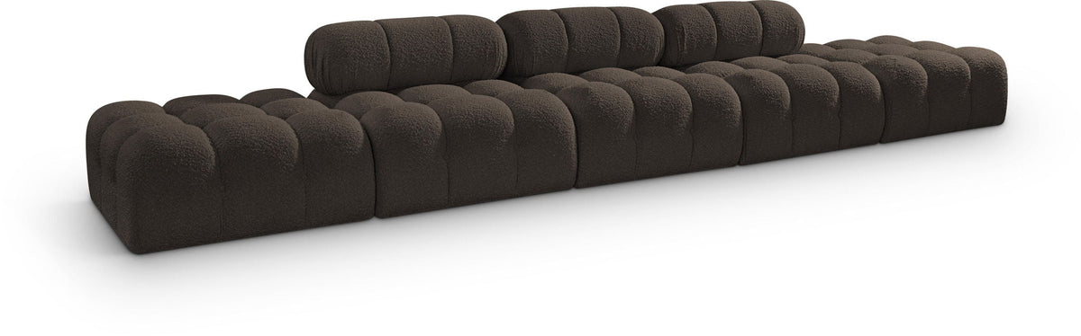 Ames Boucle Modular Sectional — 5-Piece Sofa with 2 Armless Seats — Brown