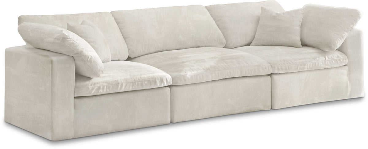 Cozy Velvet Modular Sectional — 3-Piece Sofa — Cream