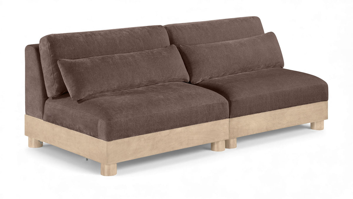 Turin Chenille Modular Sectional — 2-Piece Loveseat (80" Wide) — Brown
