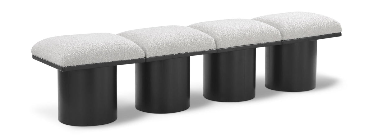 Pavilion Modular Bench 4-Piece Bench, 72"W x 15.5"D — Cream / Black Base
