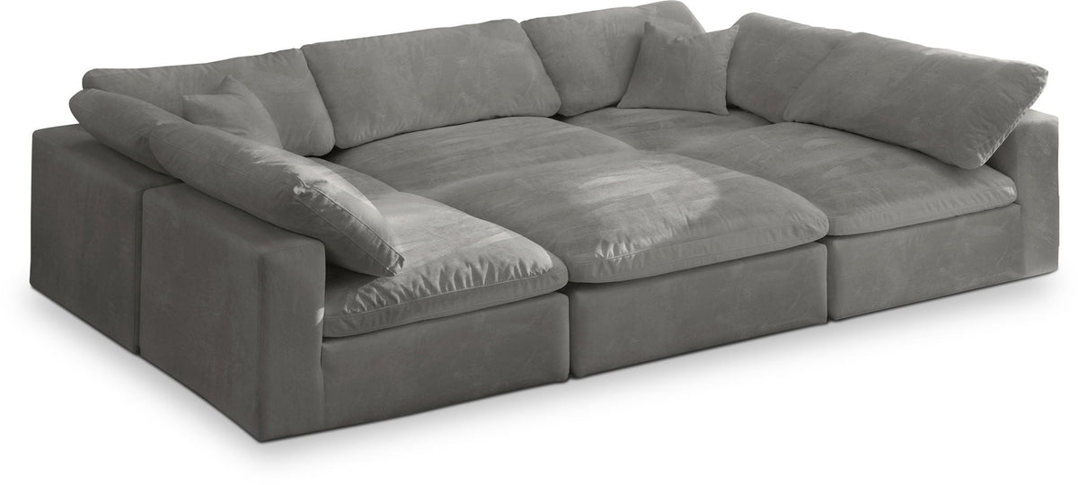 Cozy Velvet Modular Sectional — 6-Piece Sectional — Grey