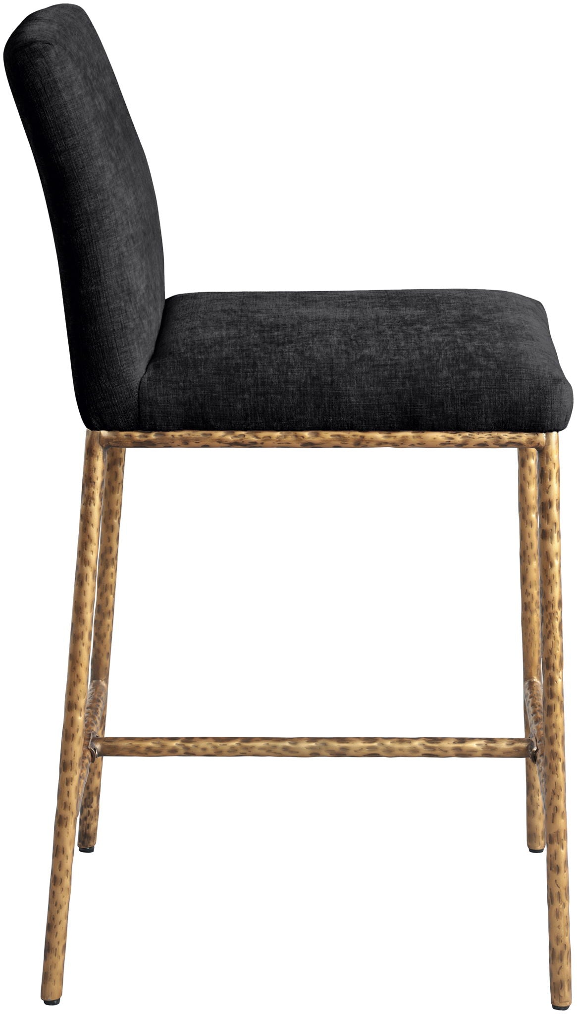 Reeves - Chenille Fabric Upholstered Counter Stool (Set of 2) with Gold Base