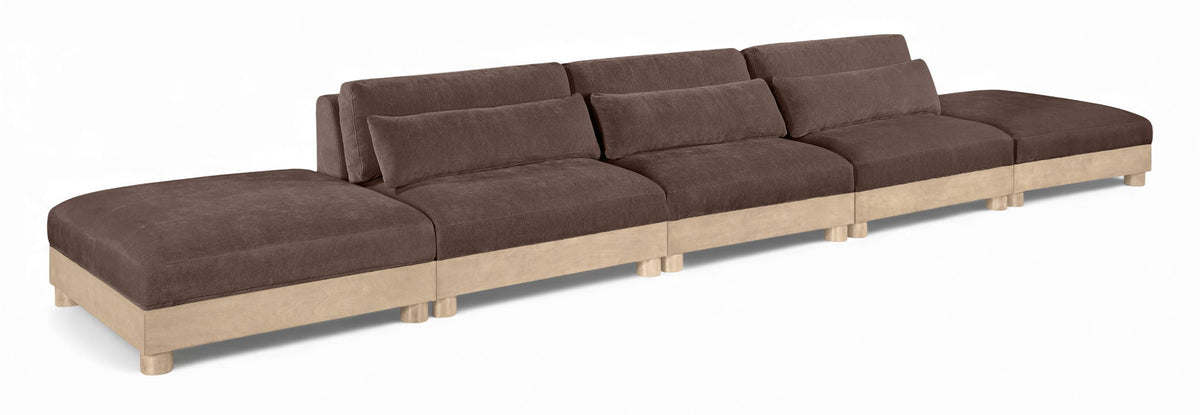 Turin Chenille Modular Sectional — 5-Piece Sofa (200" Wide) — Brown