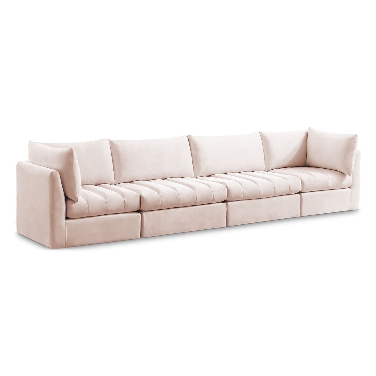 Jacob Velvet Modular Sectional — 4-Piece Sofa — Pink