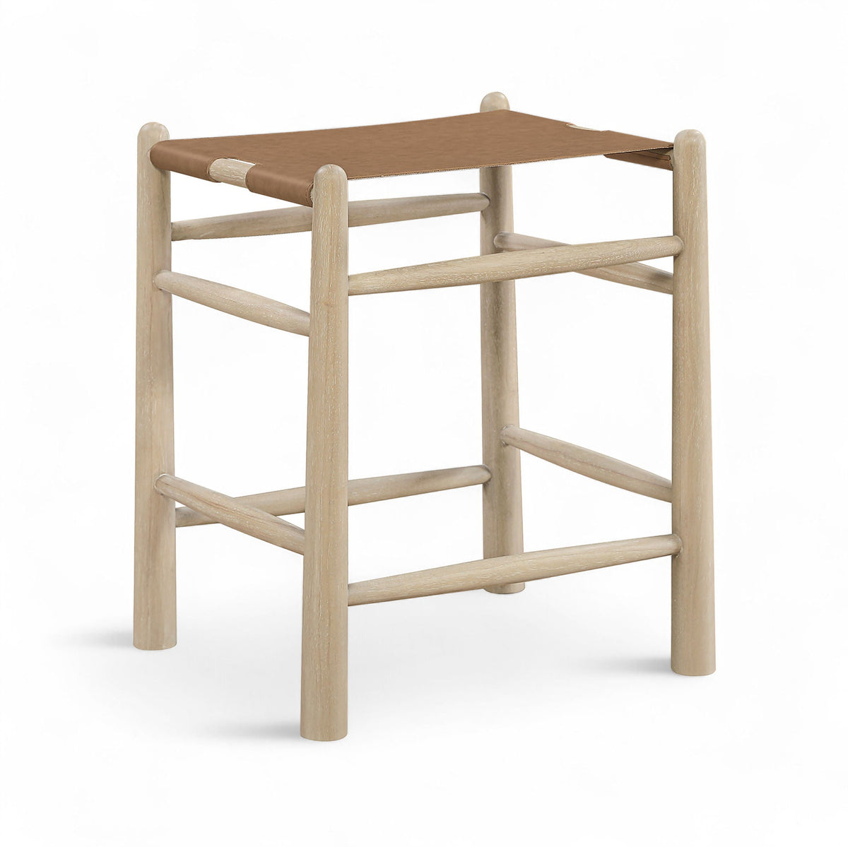 Santos Backless Counter Stool with Natural Base