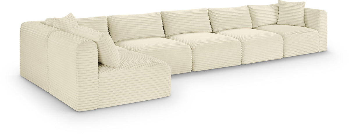 Shaggy Modular Sectional — 6-Piece Sectional — Cream