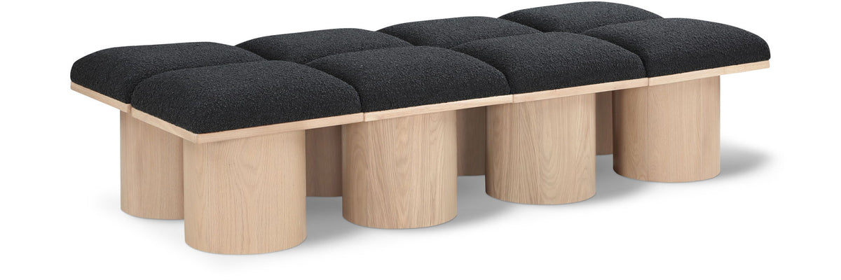 Pavilion Modular Bench 8-Piece Bench, 72"W x 31"D — Black / Natural Base