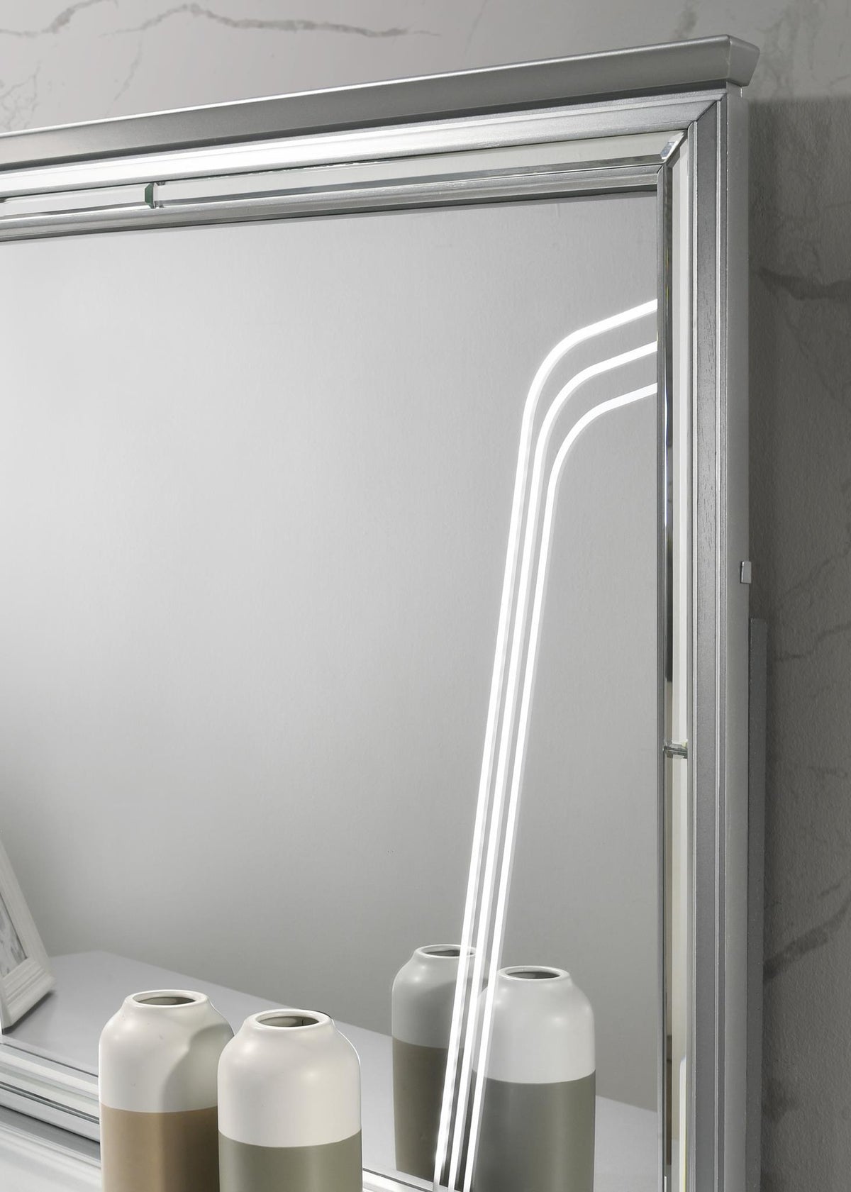 B024 Olive Shimmer Silver Mirror — 47-Inch Wide