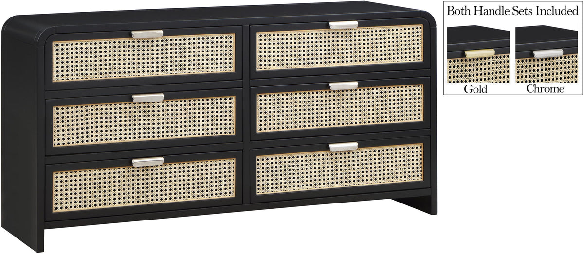 Sage Cane-Front Wood Dresser — White or Black