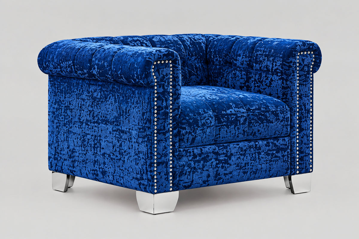 U230 Blue Dark Crushed Velvet Chair — 41-Inch Wide