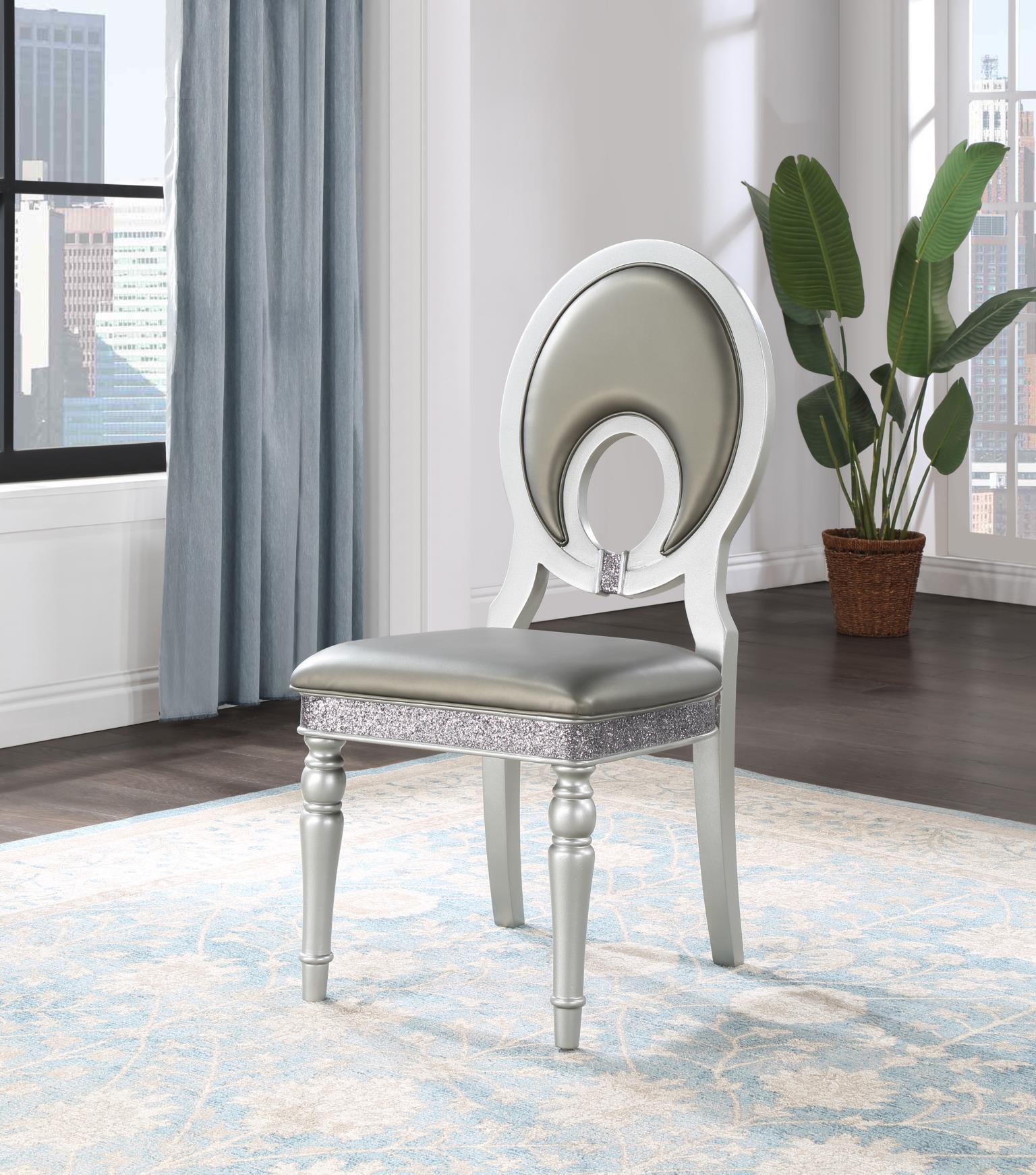 D107 Shimmer Silver Velvet Arm Chair (Set of 2) — 22-Inch Wide