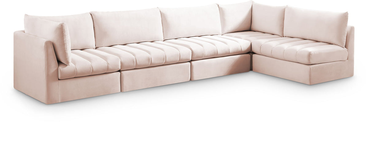 Jacob Velvet Modular Sectional — 5-Piece Sectional — Pink