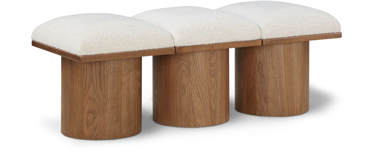 Pavilion Modular Bench 3-Piece Bench, 46.5"W x 18"D — Cream / Brown Base