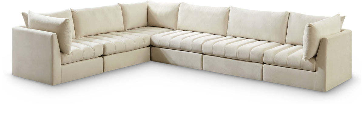 Jacob Velvet Modular Sectional — 6-Piece Sectional — Cream