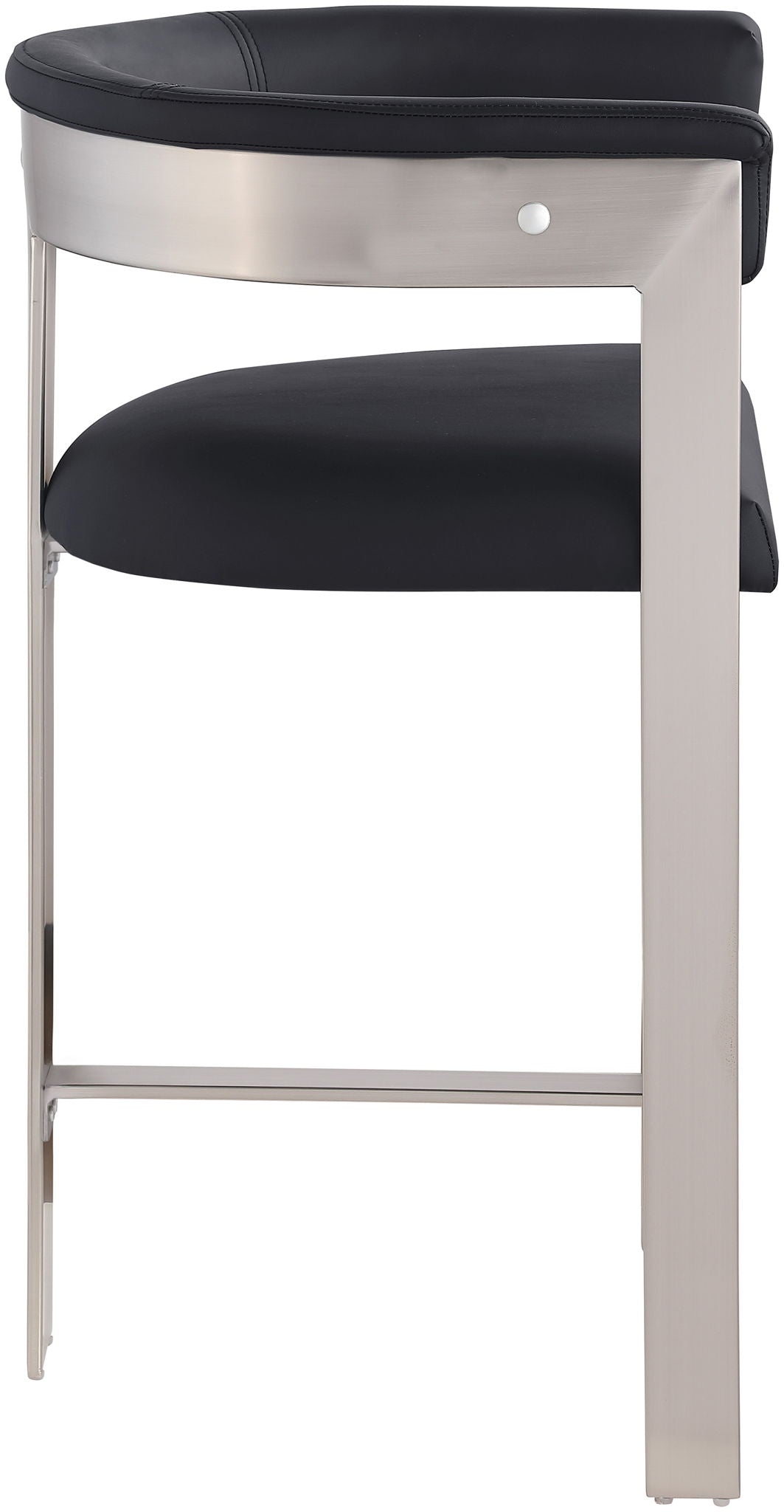 Romeo - Faux Leather Counter Stool (Set of 2) with Silver Base