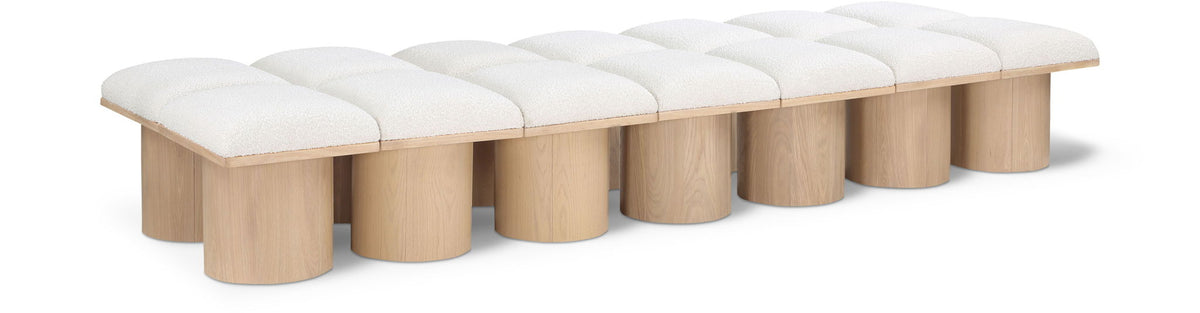 Pavilion Modular Bench 14-Piece Bench, 108.5"W x 36"D — Cream / Natural Base