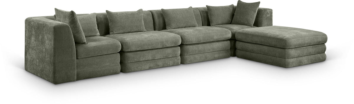 Stellar Chenille Modular Sectional — 5-Piece 152" Sectional, Style A — Green