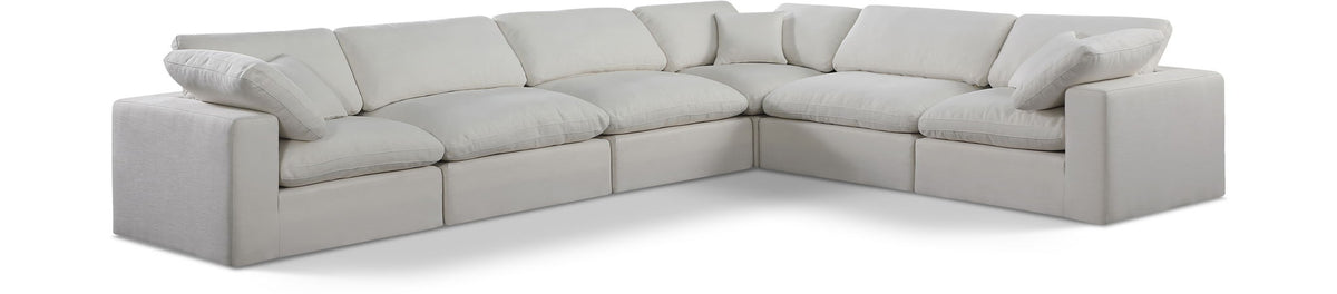 Comfy Linen Modular Sectional — 6-Piece Corner Sectional — Cream