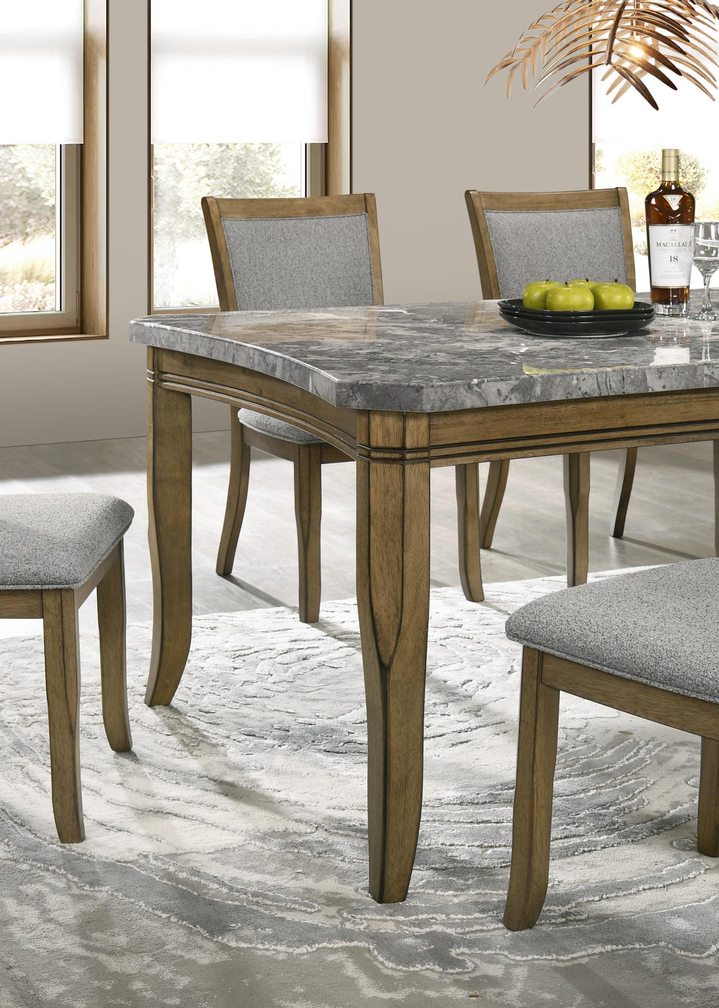 D076 Dark Dray Brush / Graystone Marble Rectangular Dining Table — 70-Inch Wide