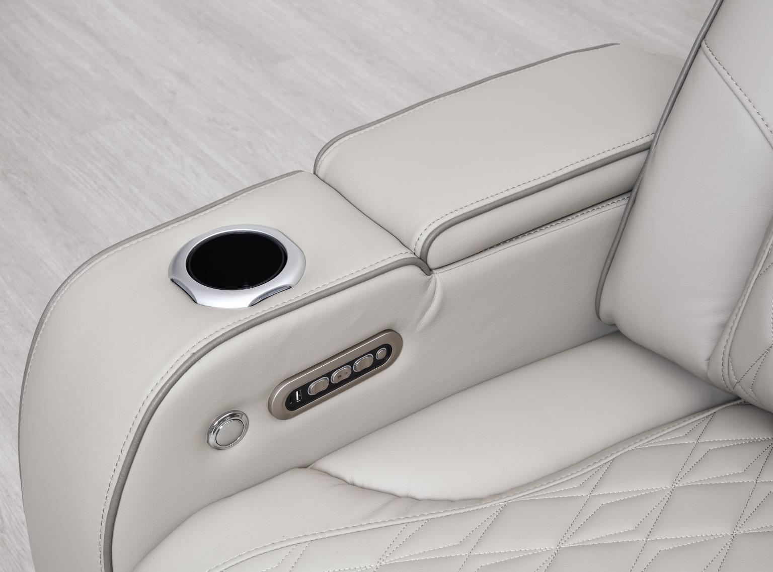 U11 Gray 3 Piece Power LED Sectional, Power Headrest, Heat, Massage Wireless Charger, And USB