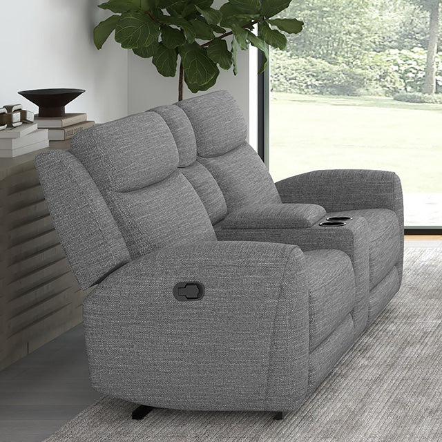 Antonius Upholstery Collection — Antonius Manual Recliner Loveseat w/ Console