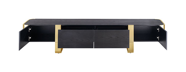 Leknes TV Stand Black w/ Gold Frame