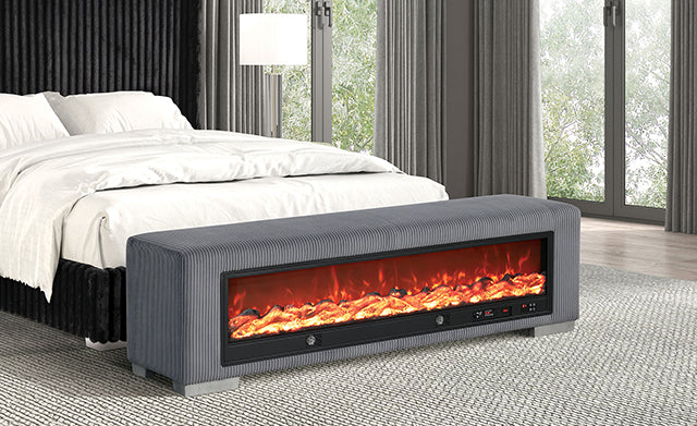 Elnath Bench w/ Visual Wood Log Fireplace