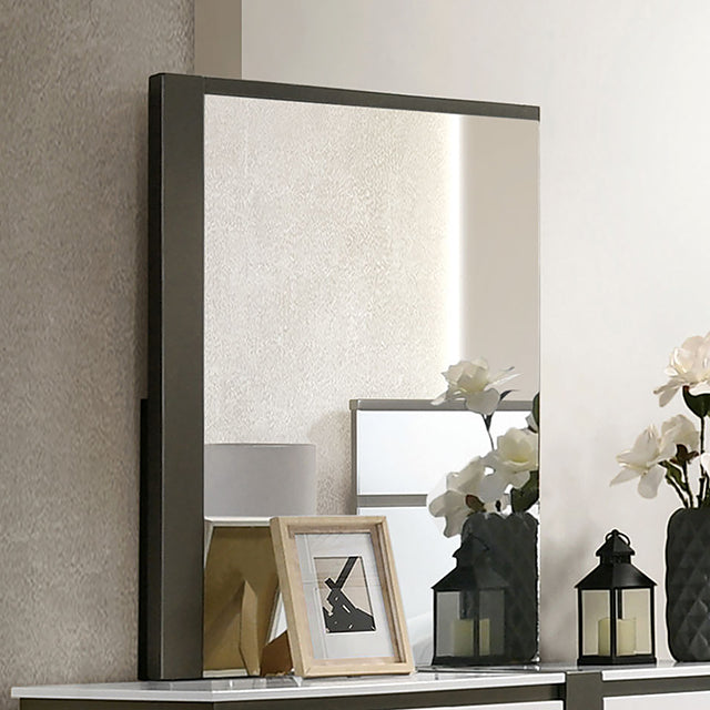 Birsfelden White & Metallic Gray Bedroom Collection - Mirror