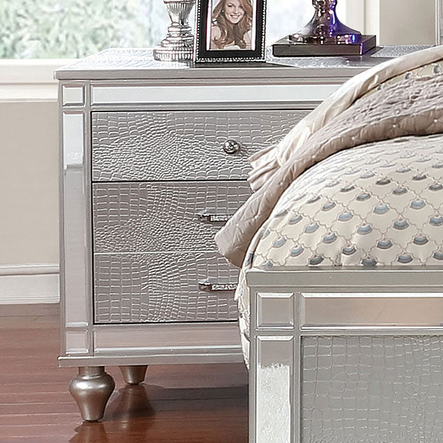 Brachium Silver & White Bedroom Collection - Nightstand / Silver