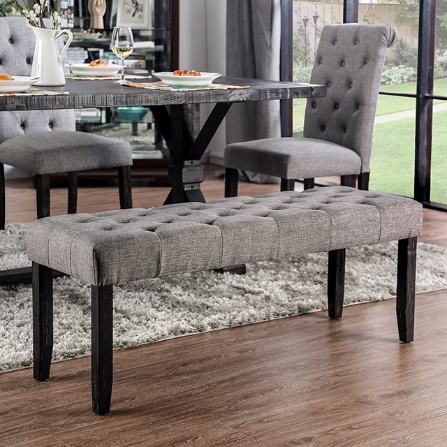 Alfred Rustic Dining Collection - Bench / Light Gray