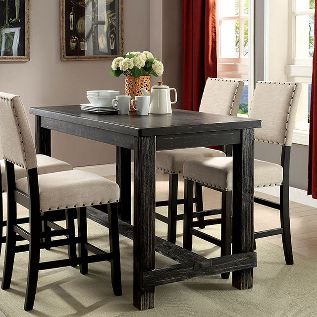 Sania Rustic Dining Collection - 5 Pc Counter Ht Table Set CM3324BK-PT-5PC / Black