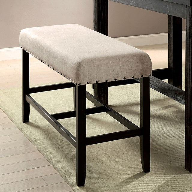 Sania Rustic Dining Collection - Counter Height Bench / Black