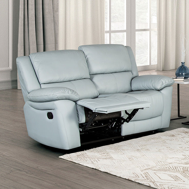 Glarus Leather Match Recliner Collection - Loveseat Manual Recliner / Blue