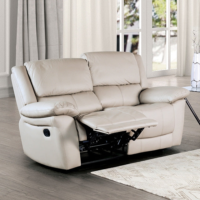Glarus Leather Match Recliner Collection - Loveseat Manual Recliner / White