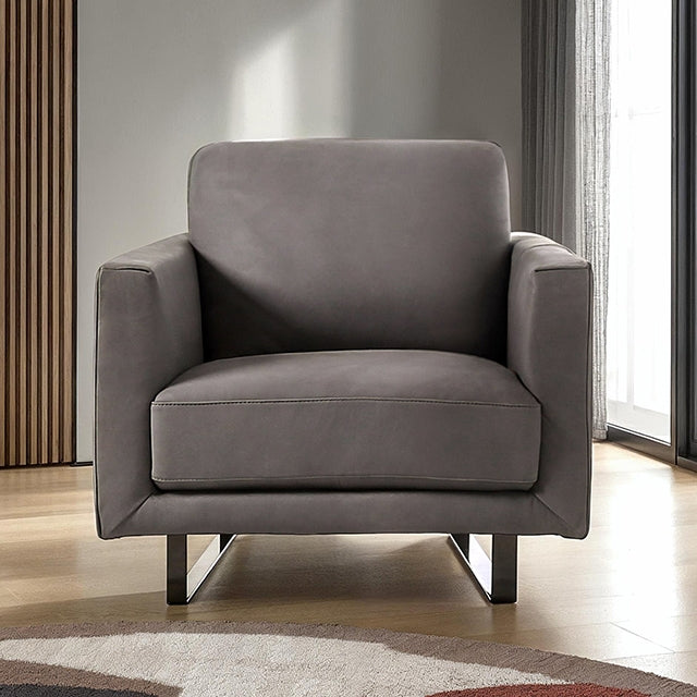 Mezzanotte Italian Leather Collection - Chair / Gray