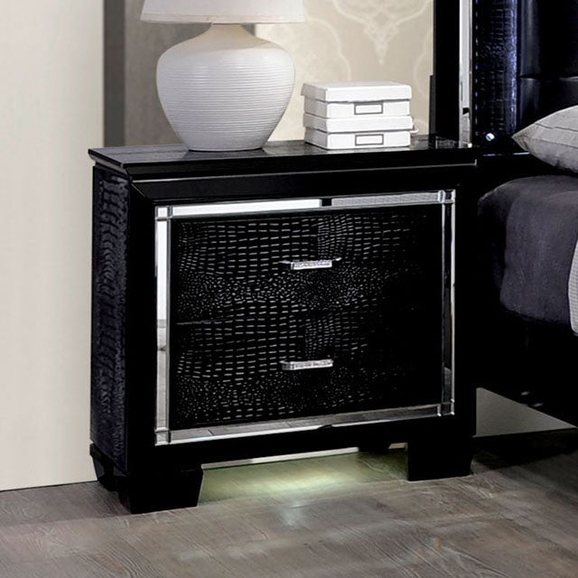 Bellanova Black & Silver Glam Bedroom Collection - 3D Nightstand / Black