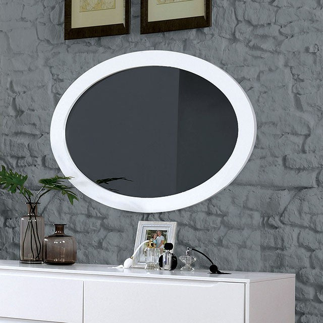 Lennart Bedroom Collection - 3D Oval Mirror / White