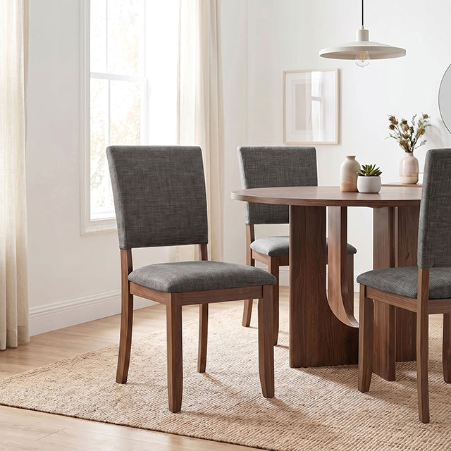 Oberto Round Pedestal Dining Table - Side Chair (Set of 4) / Walnut