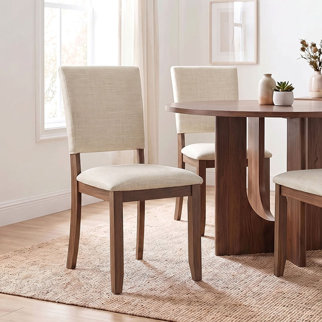Oberto Round Pedestal Dining Table - Side Chair (Set of 4) / White