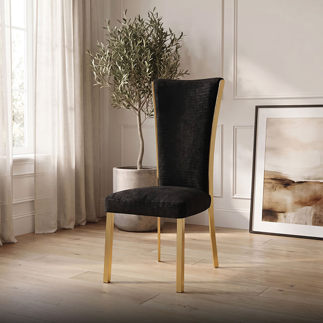 Valdevers Glam Dining Collection - Upholstered Side Chair (Set of 2) / Gold/Black