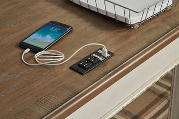 H743-34 Two-Tone Office Desk — USB & AC Power