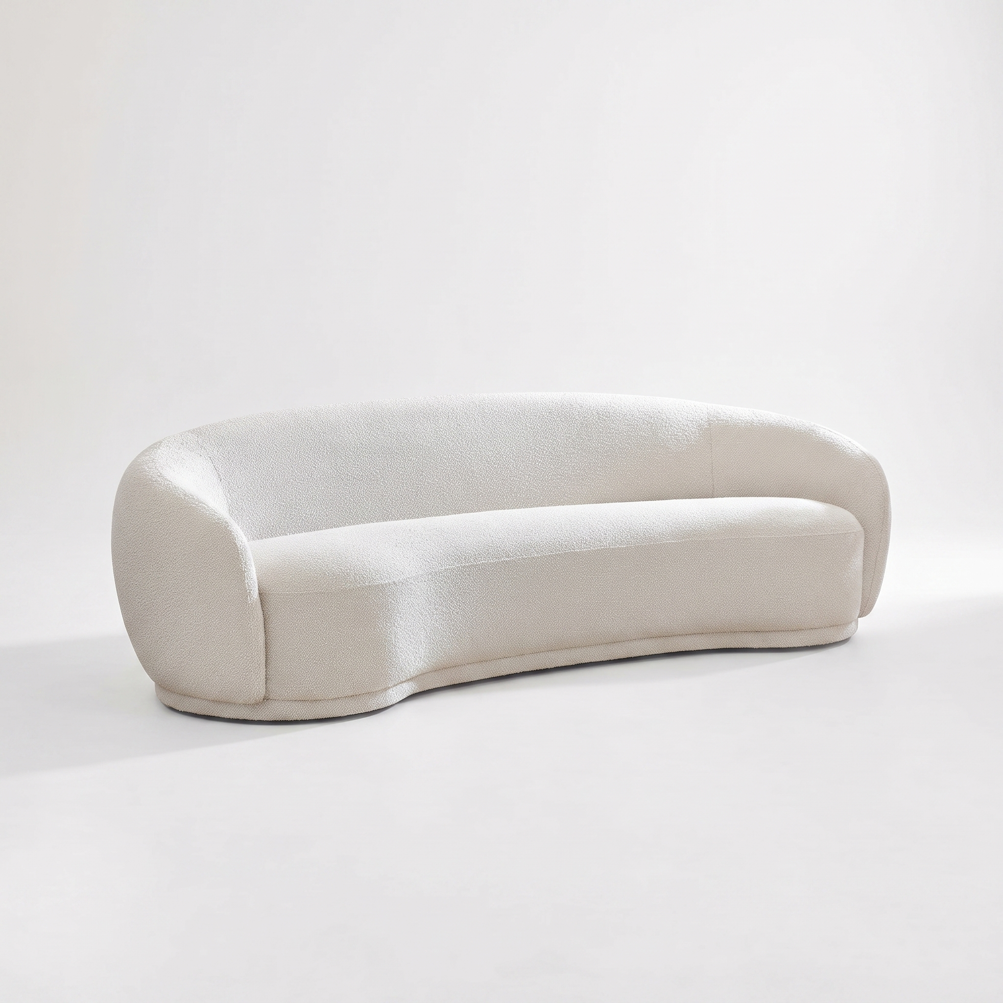 Hyde curved boucle sofa, 89.5 inches, cream