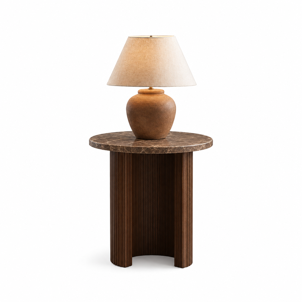 Alvik Genuine Stone Coffee & End Table - Brown