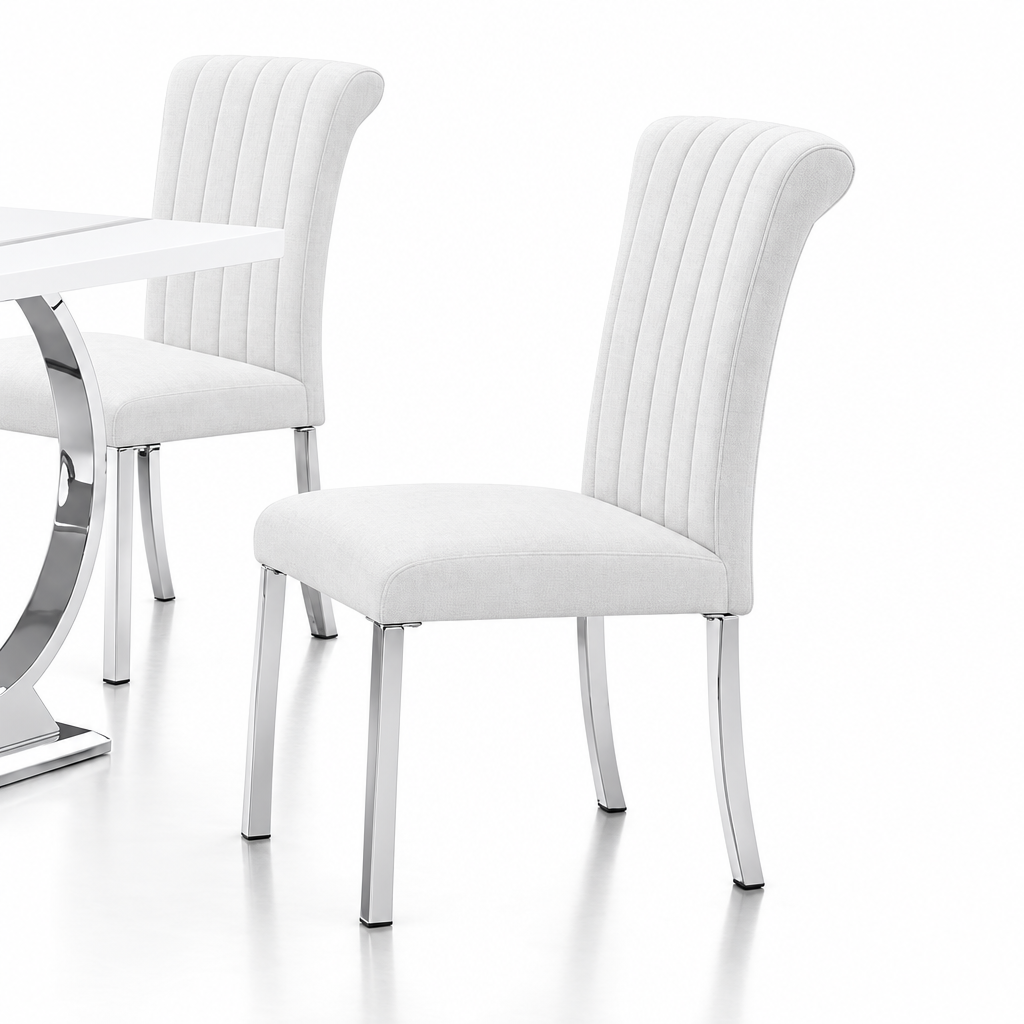Holstebro Dining Collection - White / Silver Legs