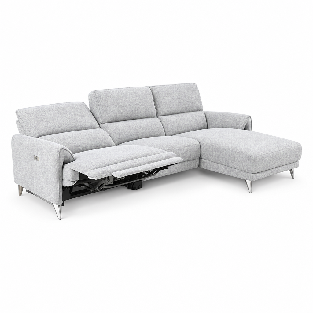 Brande Power Sectional, Right Chaise - Light Gray